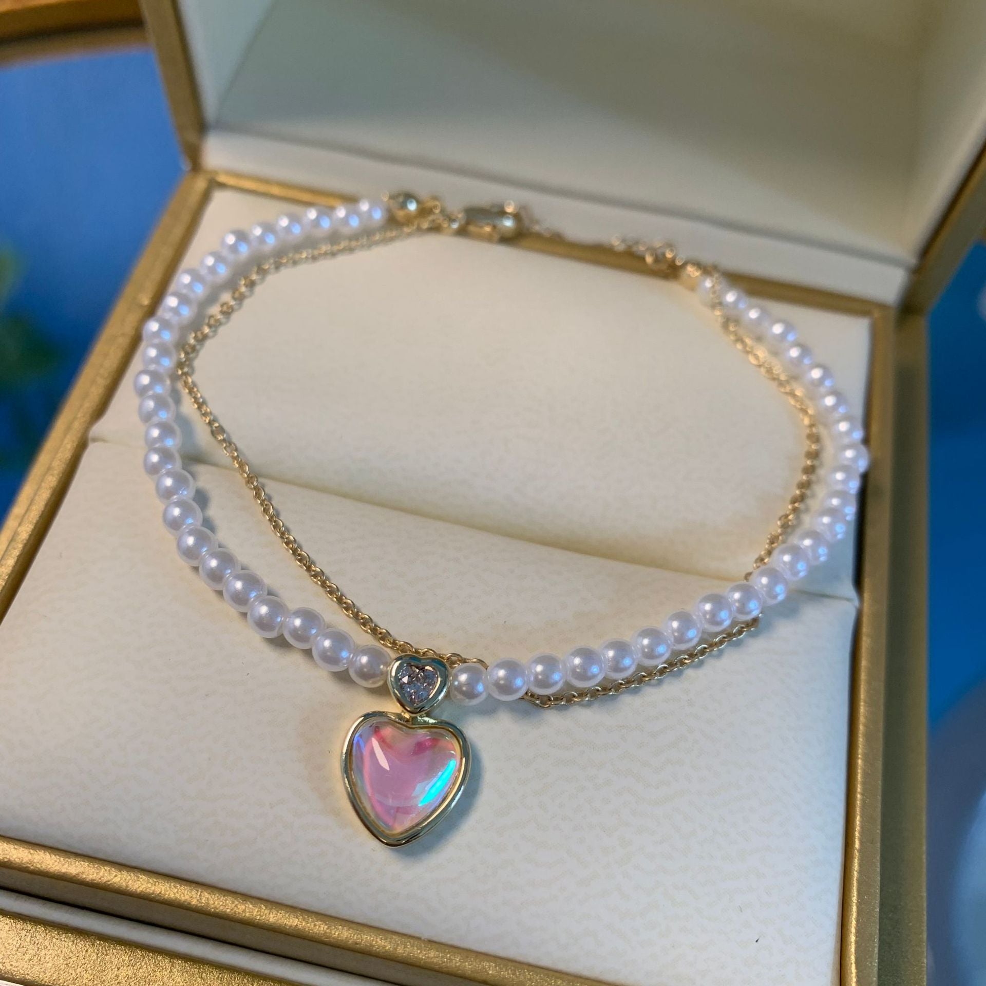 Wholesale White Moonlight Love Mermaid Pearl Alloy Bracelet